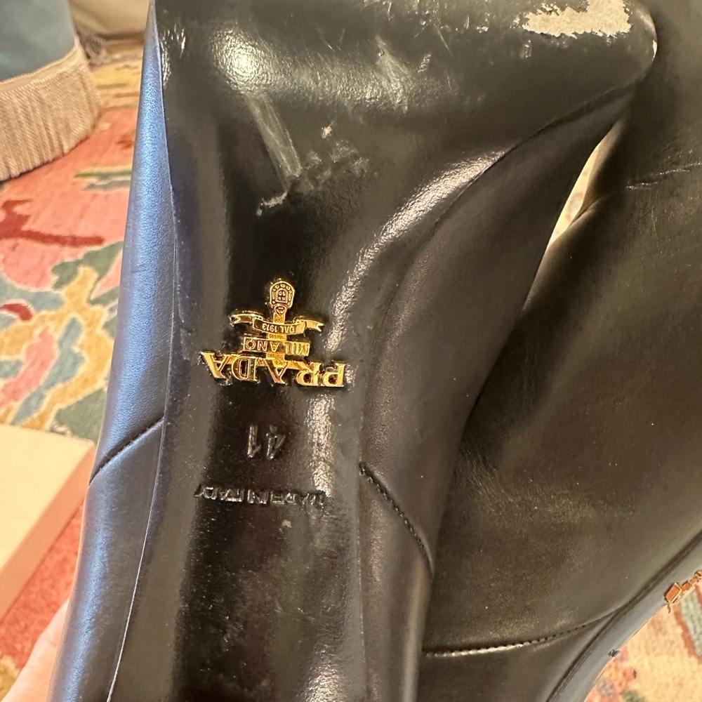 EUC Prada black leather booties Size 41 US 10 - Picture 5 of 16